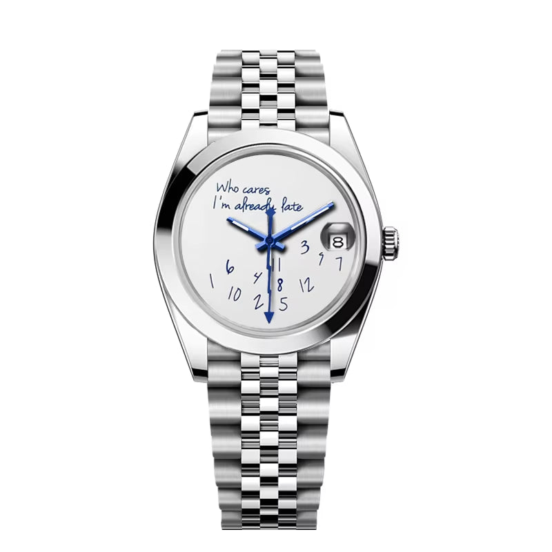 NH35 Watch for Who Cares Im Already Late NH35 Automatic Movement Sapphire Crystal 36Mm/39Mm NH35 No Logo Watches